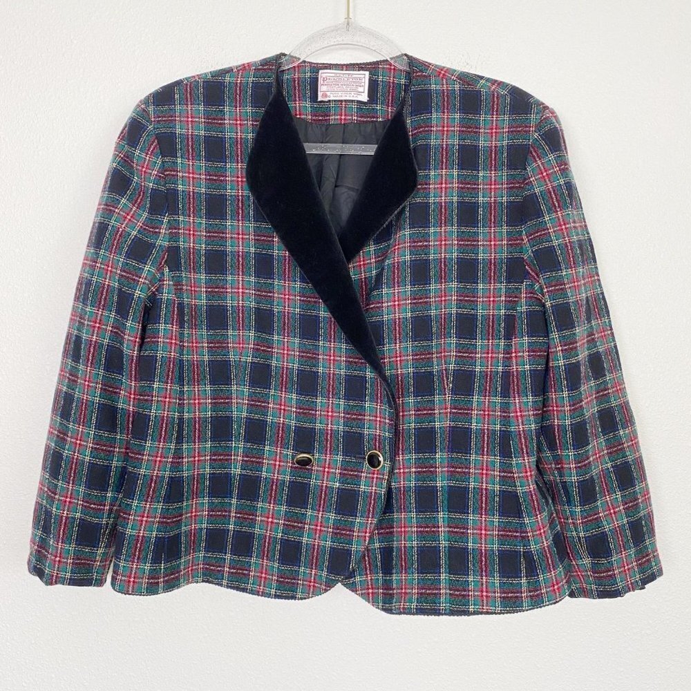Vintage Pendleton Plaid Virgin Wool Blazer Petite 16